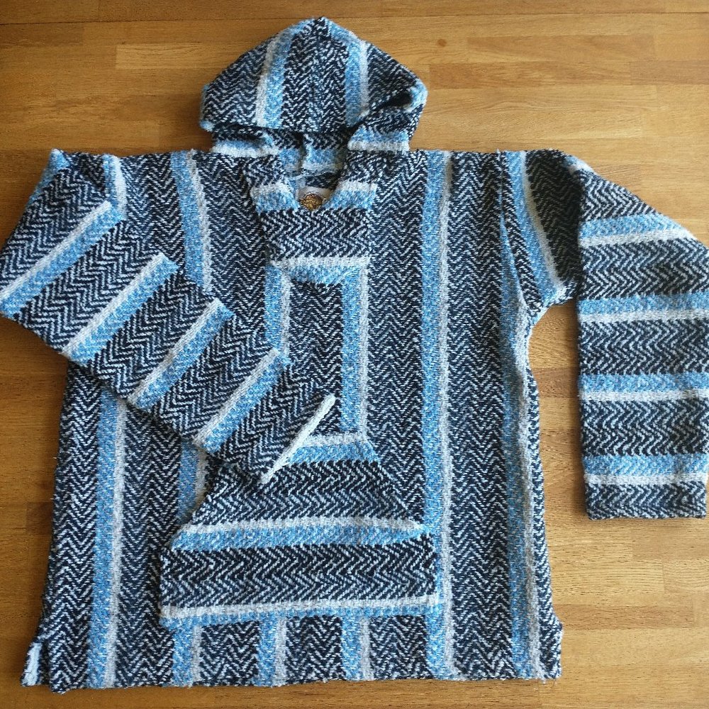 Earth Ragz Baja Hoodie Mexican Blanket Pullover Striped